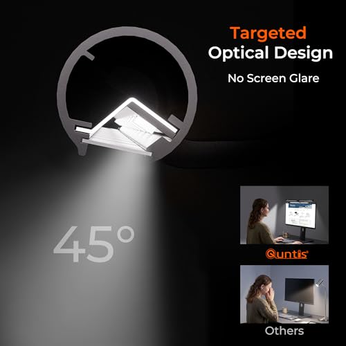 Quntis 40 cm PC Screen Lamp with Remote Control 76 LEDs, Suitable for Curved Screens, Adjustable Brightness and Temperature, Monitor Light Bar Anti-Blue Light Bar for Office Reading Gaming