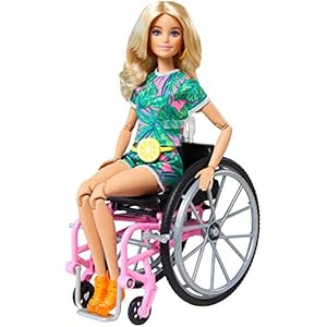Barbie Fashionistas Doll #165, with Wheelchair & Long Blonde Hair Wearing Tropical Romper, Orange Shoes & Lemon Fanny…