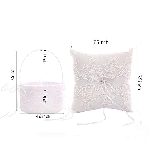 image for TRUE LOVE GIFT Ring Bearer Pillow and Wedding Flower Girl Basket Set L