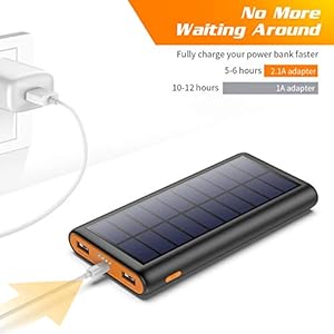 AOPAWA Powerbank Solare 26800mAh, Caricabatterie Solare Portatile Caricatore Solare Grande capacità Batteria Esterna… - immagine 3