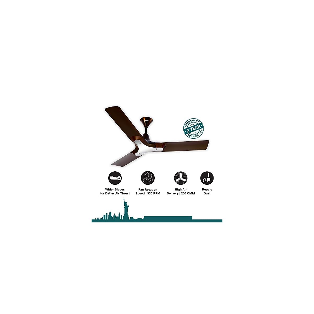 Buy Luminous 1200MM New York Brooklyn 3 Blade Ceiling Fan Luminous