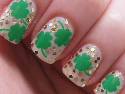 St Patricks Day Four Leaf Clover Irish Nail Vinyls Fingernail Decals