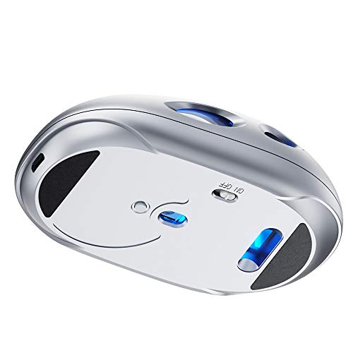 INPHIC LED Wireless Mouse, Rechargeable Silent USB 2.4G Computer Cordless Mouse with USB Receiver, Breathing LED, Upgraded Battery, for Laptop Mac PC Windows Gaming, Silver
