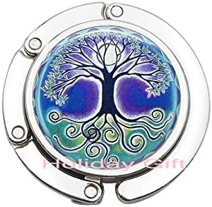 Tree of Life Cufflinks Full Moon Blue and Green Art Cuff Links in Bronze or Silver with Link Chain Included,H101 (S1)