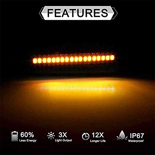 JSBOYAT LED Side Marker Turn Signal Light for BMW E81 E82 E87 E88 E90 E91 E92 E93 E46 E60 E61 X3 E83 X1 E84 Smoked Lens, 2 Pack (Amber)