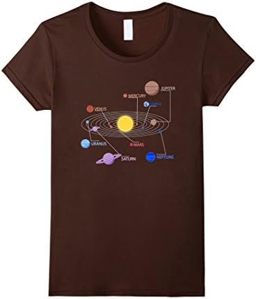 Womens Solar System T-Shirt Small Brown