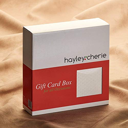 Hayley Cherie - Gift Card Box with Rhinestone Slider, Cards Label & 7 Ribbon Colors - White Textured Finish (with Cards Label)