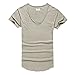 Zbrandy Men's Deep V Neck Fitted Sexy T Shirts Embellished Scoop Hem Cut Off Border Colour Light Gray Size L