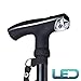 LED Light Walking Stick Comfortable Plastic Handle Adjustable Folding Cane Walking Stick with Carrying Case (Black)