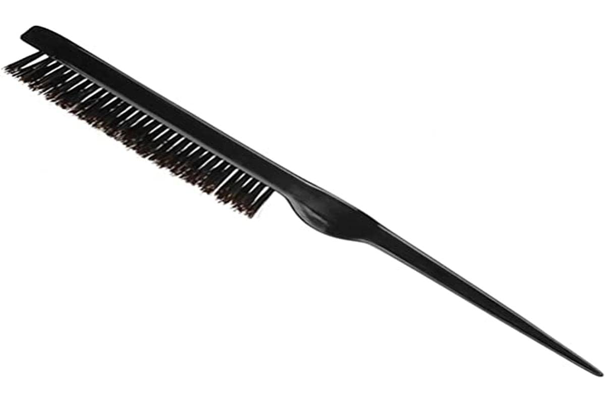 Eurostil Haarbürste Toupierbürste aus Kunststoff mit Wildschweinborsten gerade