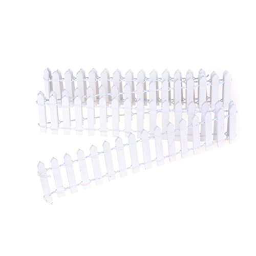 Ioffersuper 3 Pcs 5X100CM White Mini Wooden Fence for Miniature Fairy Garden Ornament Small Wood Picket Fence Craft Micro Landscaping Decor DIY Accessories