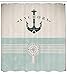 Ambesonne Nautical Shower Curtain, Vintage Marine for Ocean Lovers Anchor on Compass and Stripes Sailing Coastal Theme, Cloth Fabric Bathroom Decor Set with Hooks, 69