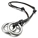INBLUE Men's Alloy Genuine Leather Pendant Necklace Silver Tone Double Ring Adjustable 16~26 Inch Chain