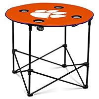 Clemson Tigers Collapsible Round Table with 4 Cup Holders and Carry Bag