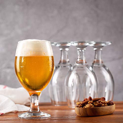 Craft Beer Glasses Set of 6, Belgian Style Stemmed Tulip Classics, IPA Beer Tasting Glassware,13 1/2 oz