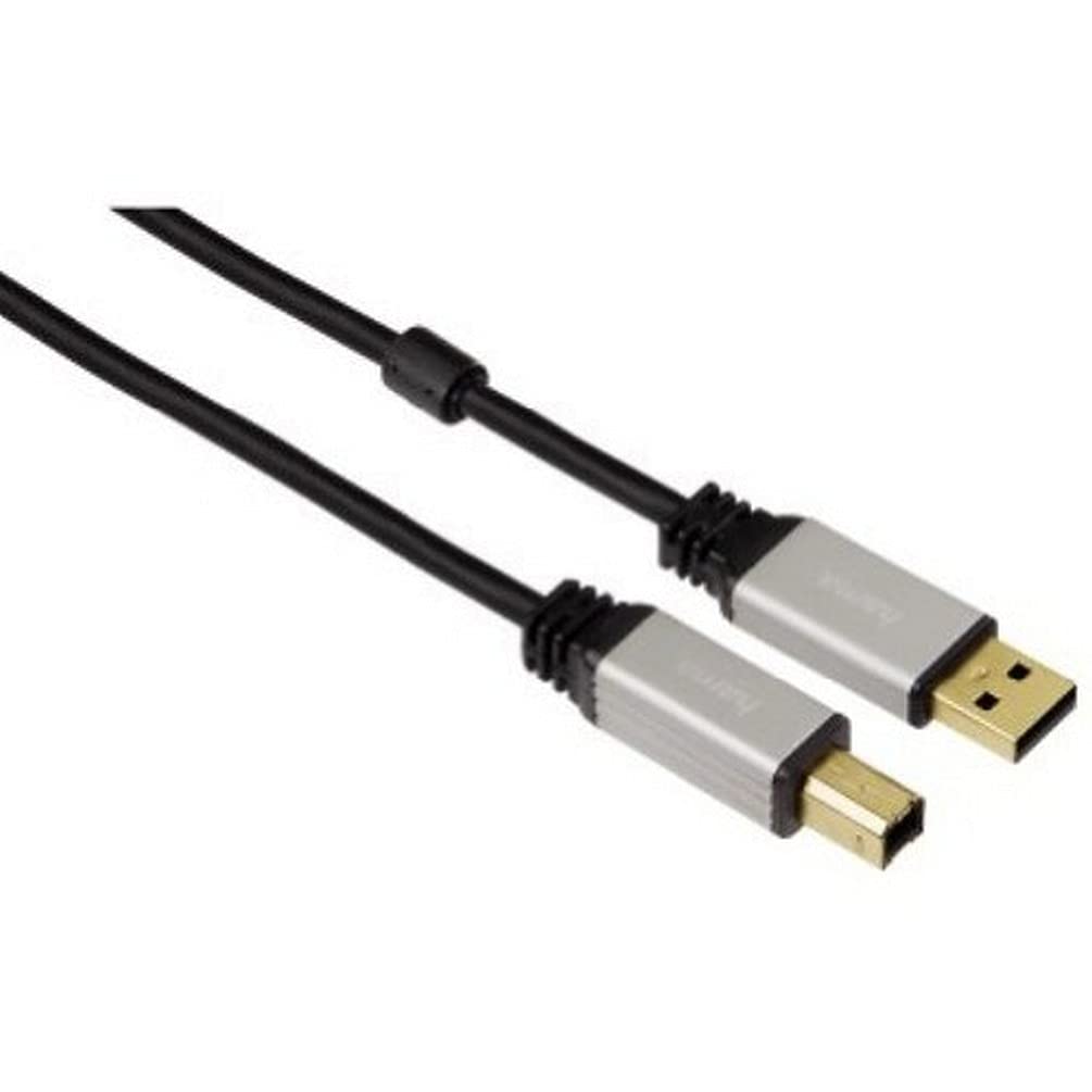 Hama 75053742 Cable USB-A 2.0 Male/USB-B Male Shielded 1.8 m Black with Gold-Plated Contacts