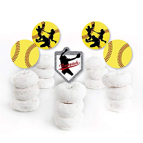 Grand-Slam-Fastpitch-Softball-Dessert-Cupcake-Toppers-Birthday-Party-or-Baby-Shower-Clear-Treat-Picks-Set-of-24