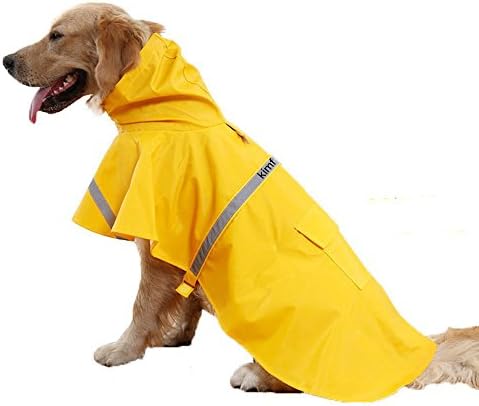 Kimfoxes Dog Raincoats Fashion Dog Rain Poncho Reflective Strips and PU Waterproof Raincoat for Dogs(XXL, Yellow)