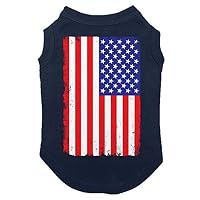 Tcombo Distressed American Flag Dog Shirt (Navy, X-Small)