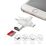 Card Reader,Optimal Shop 4 in 1 Micro SD Card Reader with Type C USB Connector OTG HUB Adapter, TF Flash Memory Card Reader for Android iOS PC Mac Thumb Drive Memory Stick with Lightning Port