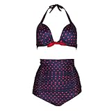 QinYing Lace Up Polka Dots Bikini Set Striped Swimwear