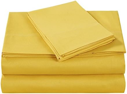 Style Homes 3-Piece Luxury Bed Sheet Set - Ultra Soft Microfiber, Solid Color, Wrinkle & Shrink Resistant, Hypoallergenic - Twin, Spicy Mustard