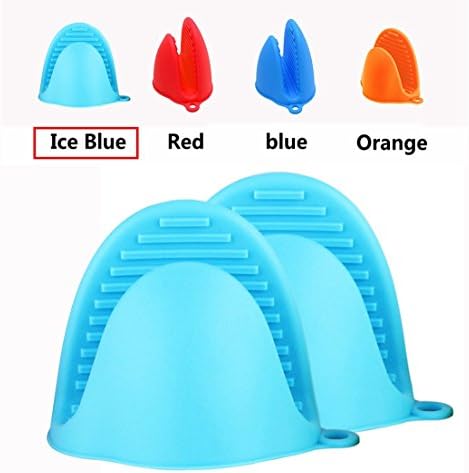 Silicone Pot Holder Oven Mini Mitt 1 Pair (2pc), Cooking Pinch Grips - Heat Resistant (blue)