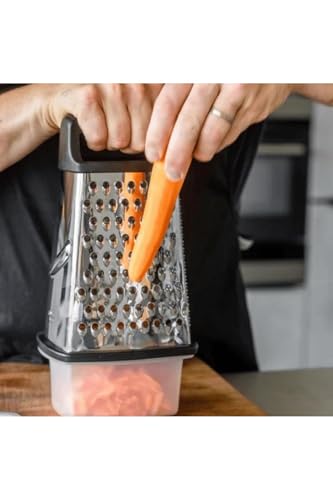 MasterClass Stainless Steel Box Grater with Bowl, 23 cm (9 inches), Black