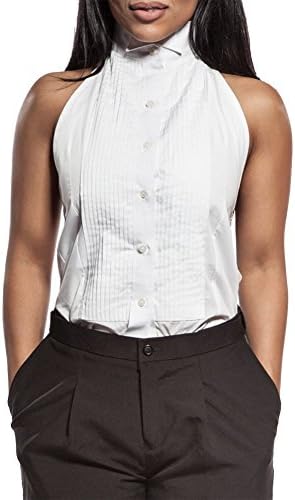 Henry Siegel Women's Tuxedo Shirt Poly/Cotton Halter Top, Large