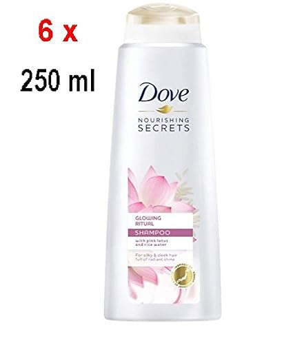 6 X Dove Glowing Ritual Lotus Flower For Silky And Straight Hair