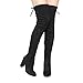 Beston GF58 Women's Drawstring Inside Zip Block Heel Snug Fit Thigh High Boots