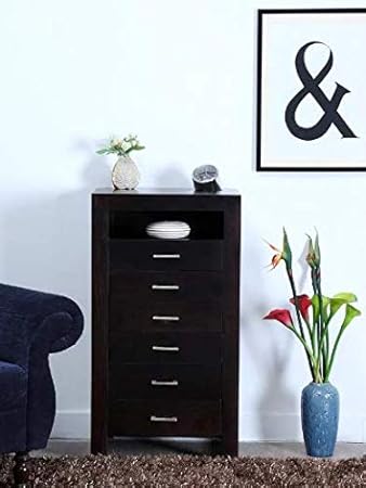 Shilpi Handmade Wooden Smart and Stylish Chest of 6 Drawer Storage Shelf Warm Chestnut Finishing
