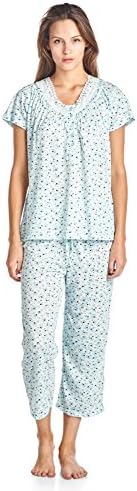 Casual Nights Women's Short Sleeve Floral Capri Pajama Set - Green - 4X-Large