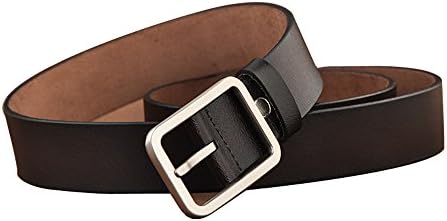 Coopion Unisex Soft Genuine Leather Belt with Rectangle Shape Stylish Alloy Buckle, Great Belt Gift for Lovers, 41inch Coffee Belt
