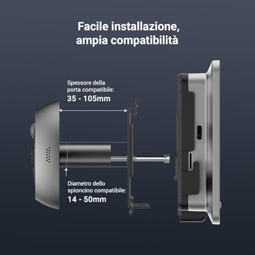 EZVIZ EP4 WiFi 4K Digital Peephole with 5.5" Touch Screen, 7100mAh Battery, AI Face Recognition, Two-Way Audio, Night Vision, PIR Detection, Supports MicroSD 512GB, Silver