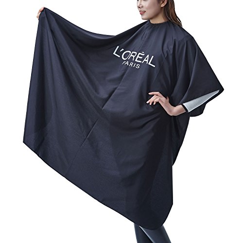 Salon Professional Hair Styling Cape, Colorfulife Hair Cutting Coloring Cape Polyester Pongee Hairdresser Wai Cloth Barber Gown Home Camps & Hairdressing Wrap Capes B007 (Black)