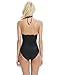 LAPAYA Women's Bathing Suit Scalloped High Neck Halter Backless 1 Piece Swimsuit, Black, Tag Size M=US Size 6-8