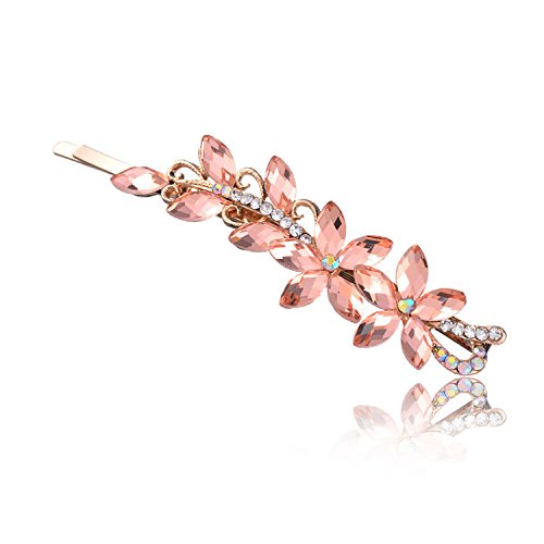 CHOP MALL Hair Jewelry Fashion Flowers Pink Crystal Hair Clips Hairpin Hair Barrette for Women Girls Beauty Hair Tools