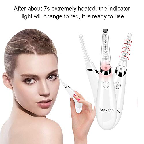 Heated Eyelash Curler, Acavado Electric Eyelash Curler Electronic Eye Lashes Curling Comb Quick Heating Long Lasting USB Rechargeable Natural - Thumbnail 6