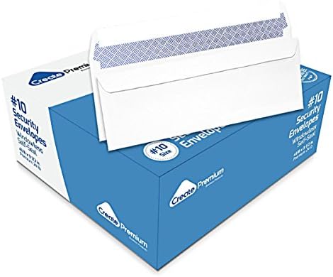 #10 Self-Seal Windowless Security Envelopes, Premium Business Envelopes for Secure and Confidential Mailing - Strong Quick-Seal Security Tint pattern - 4 1/8 x 9 1/2 Inches - 24 Lb - 500 Counts