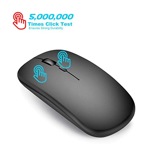 DragonPad Wireless Computer Mouse, 2.4G Wireless Rechargeable Charging Mouse Ultra-Thin Silent Opto-Electronic Mouse for Office Notebook PC Black