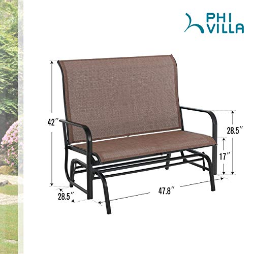 PHI VILLA Patio Swing Glider Bench for 2 Persons Rocking Chair, Garden