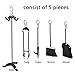 Tangkula Fireplace Set 5 Piece Rustic Heavy Duty Compact Wrought Iron Fire Place Tool Set with Base, Hearth Tool, 25.5