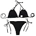 Aisa Women Triangle Bikini Set Sequin Sexy 2 Piece String Golden Ring Glitter Beachwear Green Size X-Small