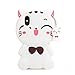 iPhone X Case Silicone, Miniko(TM) Lovely 3D Cute Cartoon Funny Good Lucky Fortune Cat Kitty with Cute Bow Tie Gel Rubber Back Case Cover for iPhone X Teens Girls Women White