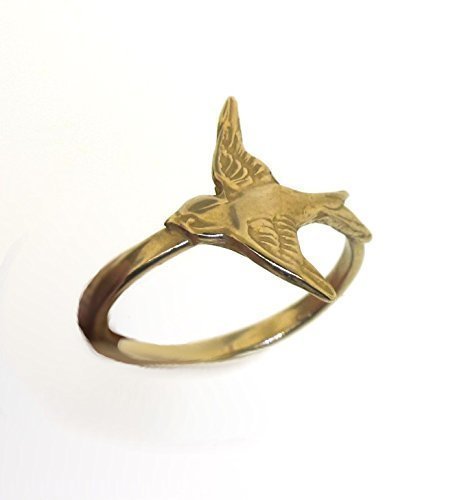 Boho style ring, sparrow in flight