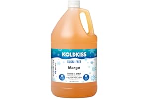 KoldKiss Sugar Free Mango Shaved Ice, Hawaiian Shaved Ice & Snow Cone Syrup - 1 Gallon. Perfect for Parties, Milkshakes, Slushees, and More. Sweetened with Sucralose.