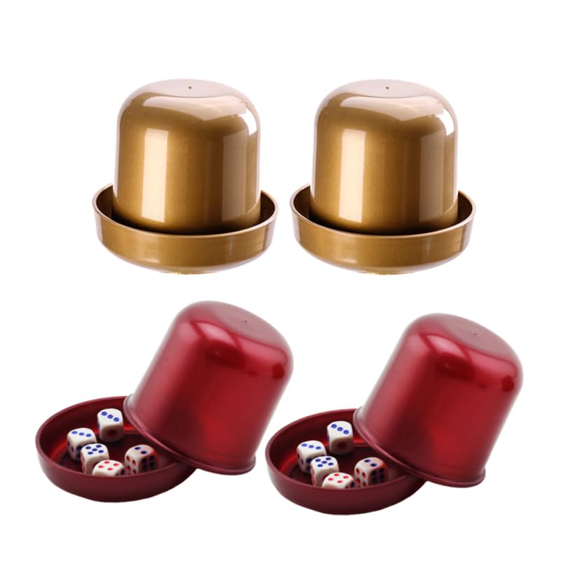 VICASKY 4 Set Dice Cups for Party Games - Compact 3.4 Inch Plastic Dice Shakers for Home, Pub, KTV & Family Gatherings Playthings Set for Adults & Kids