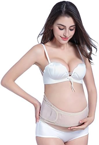 Lovikka Breathable Maternity Belt prenatal and postpartum, Lower Back and Pelvic Support, Adjustable Pregnancy Support Belly, Comfortable Abdominal Binder, Prenatal Cradle for Baby - One Size, Beige