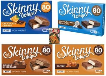Skinny Cereal Bars Toffee, Chocolate Orange, Double Chocolate and Coconut and Dark Chocolate Whip with Kitchenfella Healthy Eating Guide